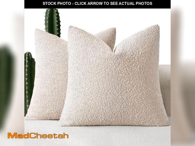 Lot 74-11553708 - MIULEE 24x24 Inch Decorative Pillow Covers for Couch Bed Set of 2 Textured Boucle Neutral Throw Pill...