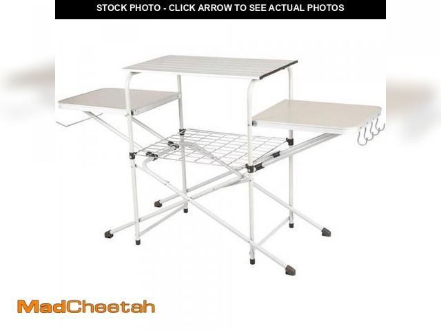 Lot 74-12514421 - Ozark Trail Camp Kitchen Cooking Stand with Three Table Tops, Indoor Outdoor - UNUSED