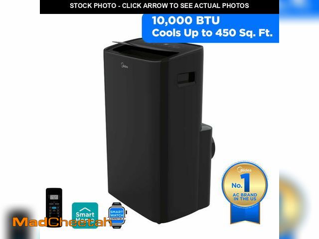 Lot 74-14369474 - Midea 10,000 BTU Smart Portable Air Conditioner, New, Covers up to 450 Sq. ft., Black - USED