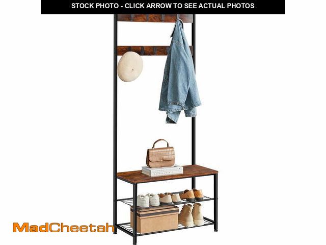 Lot 74-12889823 - Elemore Home Hall Tree, 3-in-1 Coat Rack  with Bench and Shoe Storage - UNUSED