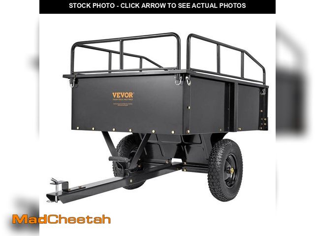 Lot 74-12546229 - VEVOR 750 lbs. 15 cu. ft. Heavy Duty ATV Trailer Steel Dump Cart Garden Cart Garden Utility Trailer ...