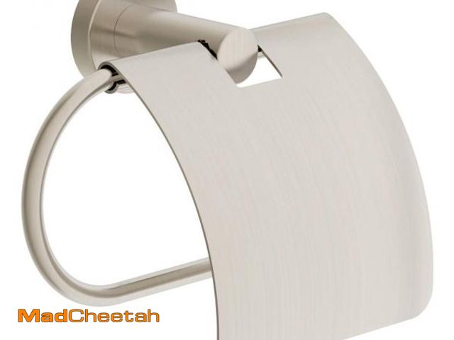 Lot 74-11858302 - Symmons 353TPC-STN Dia Wall-Mounted Toilet Paper Holder with Cover in Satin Nickel - UNUSED