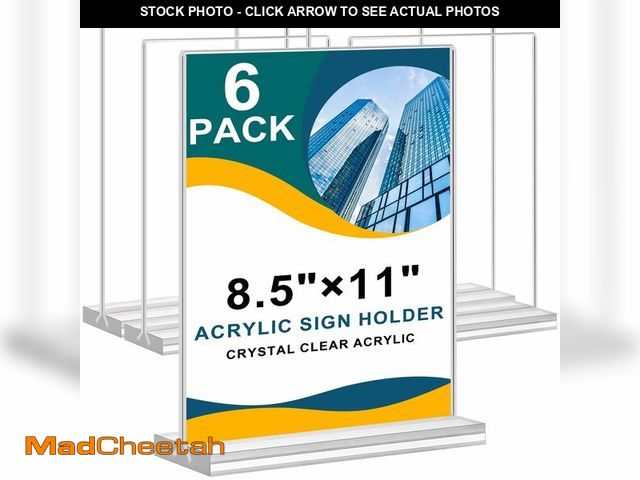 Lot 74-14144694 - Arrobust Acrylic Sign Holder 8.5 x 11, Double Sided Clear Acrylic Display Table Signs Stand, T Shape...