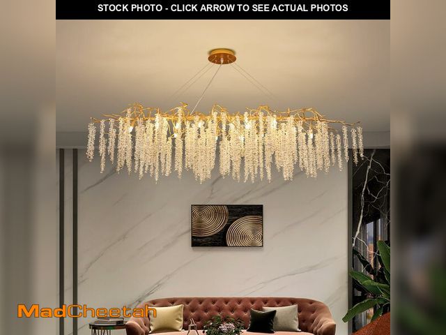 Lot 74-12630615 - Puvaue Crystal Tree Branch Chandelier L63 Inch Luxury Rectangular Crystal Raindrop Pendant Light 16 ...