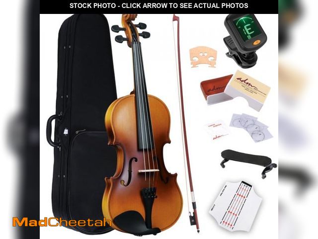 Lot 74-12490814 - (BROKEN STRINGS,DAMAGED BOW) ADM Violin 1/2 Full Size, Adults Violin Beginner Set with Fingerboard S...