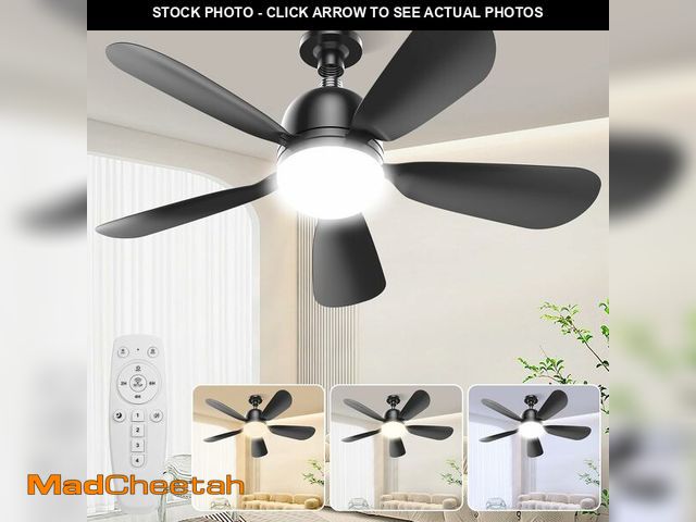Lot 74-13927243 - LC-dolida 23.8'' Socket Fan Lights with Remote Control, 3-Color Dimmable LED, 4 Speeds, E26/E27 Bulb...