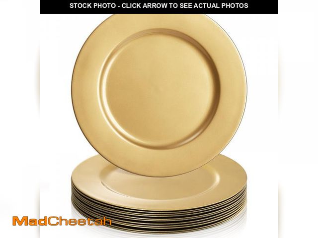 Lot 74-12315735 - ZEAYEA 12 Pack Gold Charger Plates, 13 Inch Plastic Round Dinner Charger Plates for Wedding Party, E...