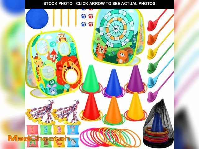 Lot 74-14274606 - Yunsailing 63 Pcs Carnival Outdoor Games Set for Kids Include Animal Bean Bag Toss Plastic Cones Rin...