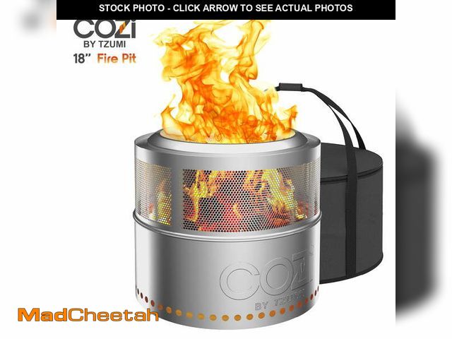 Lot 74-12888103 - Cozi by Tzumi Smokeless Fire Pit Stainless Steel Portable Fire Pit with Carry Bag, 18â - UNUSED
