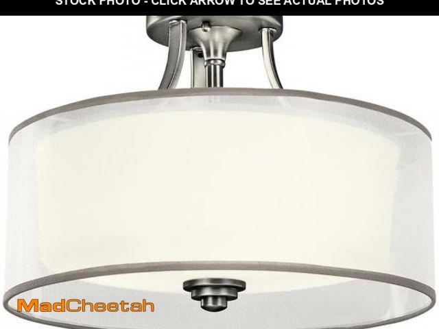 Lot 74-12399140 - Kichler Lacey 15" Semi Flush Mount Ceiling Light in Antique Pewter, Modern Ceiling Light with Satin ...