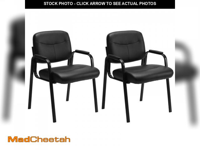 Lot 74-11864384 - Sweetcrispy Office Reception Guest Chair No Wheels Set of 2, Leather Stationary Waiting Room Chairs ...