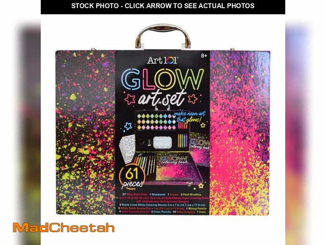 Lot 74-12860673 - Art 101 Glow and Neon Drawing and Painting Art Set for Children and Adults, 61 Pieces, Multifunction...