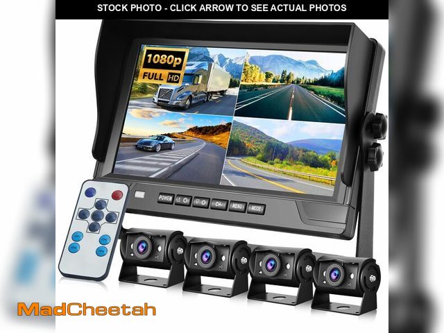 Lot 74-12956832 - 4 Channel 9 inch IPS Backup Camera System with Monitor for Tracks,RVs,Tractors, Bus, CementTruck, HD...