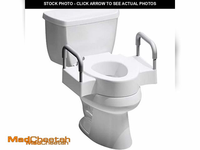 Lot 74-11452746 - Bemis Rise 4.5" Raised Toilet Seat with Handles, Toilet Seat Riser for Seniors with Secure Hinges, F...