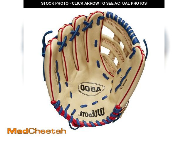Lot 74-13955971 - WILSON A500 12Ã¢â¬Â Utility Youth Baseball Glove - Right Hand Throw, Blonde/Red/Royal - UNUSED