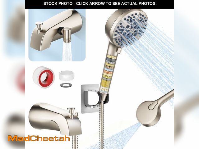 Lot 74-13566689 - Bathtub Faucet with Filtered Handheld Shower Head, 6 Spray Modes from Rain to Powder, Tub Spout with...