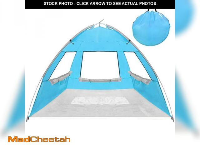 Lot 74-12152482 - Zyerch 2 Person Pop up Beach Tent, Anti-UV Beach Shelter, Easy Step up, 3 Mesh Windows and 6 Sandy B...