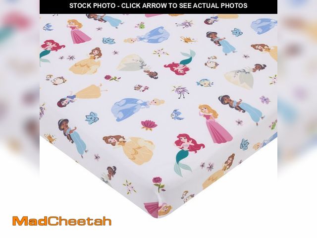 Lot 74-13949090 - Disney Princess Pink, Blue, Yellow, and White Super Soft Nursery Fitted Mini Crib Sheet - UNUSED