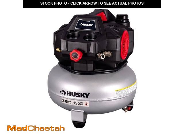Lot 74-13037532 - Husky 6 Gal. 150 PSI Portable Electric Oil-Free Quiet Jobsite Pancake Air Compressor with Aluminum T...