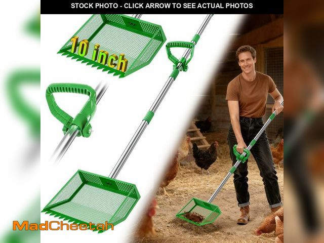 Lot 74-14214395 - TOOGE Large Chicken Poop Scooper: 2-in-1 Metal Pooper Scooper &amp; Rake Adjustable 62" Long Handle ...