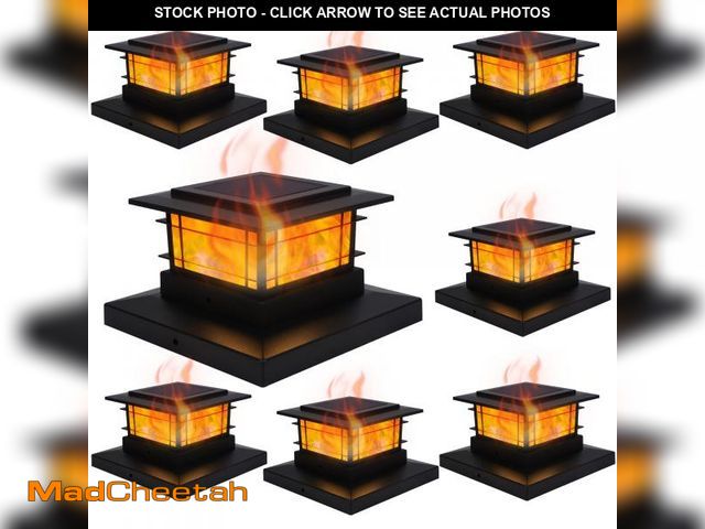 Lot 74-12305867 - Dynaming 8 Pack Solar Post Cap Lights Outdoor with Flickering Flame Light, Fence Post Solar Lights F...