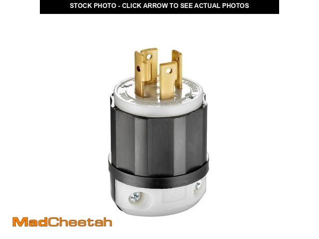 Lot 74-12676024 - Leviton 30 Amp 125/250-Volt Locking Plug, Black and White 2711-CS - UNUSED