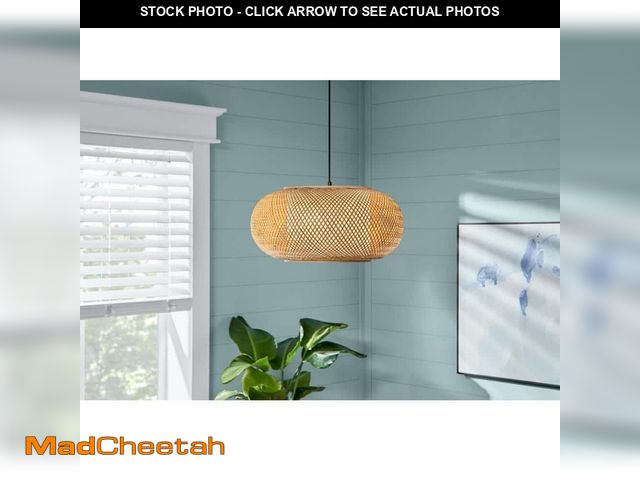 Lot 74-12691445 - Hampton Bay Bayneswood 60-Watt 1-Light Natural Cane Circular Pendant with Woven Shade and No Light B...