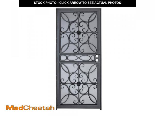 Lot 74-12299872 - Grisham Madrid 36 in. x 80 in. Universal/Reversible Powder Coated Black Wrought Iron Steel Security ...