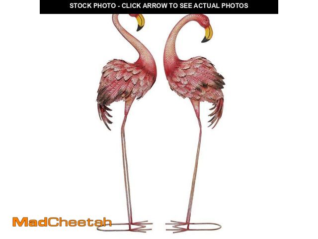 Lot 74-12638799 - Litton Lane 54 in. Oversized Metal Indoor Outdoor Standing Flamingo Garden Sculpture with Coiled U S...