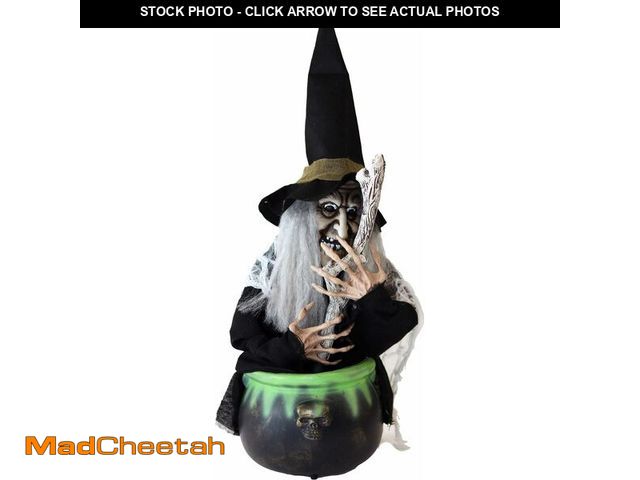 Lot 74-12633075 - Haunted Hill Farm Scary Talking Witch with Cauldron Halloween Animatronic, Indoor or Covered Outdoor...