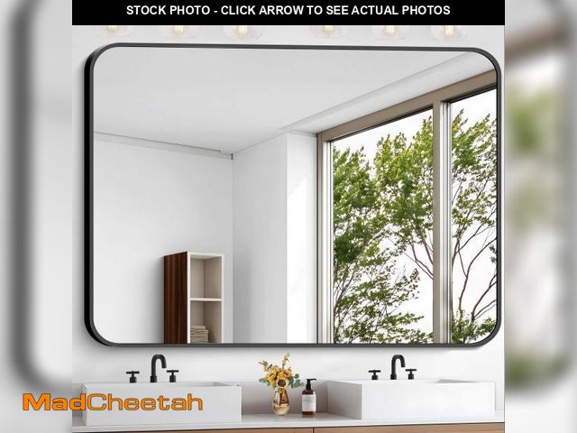 Lot 74-12268337 - CIVENO Bathroom Mirror, 48 x 40 inch Black Rectangle Wall Mirror, Metal Frame Rectangular Vanity Mir...