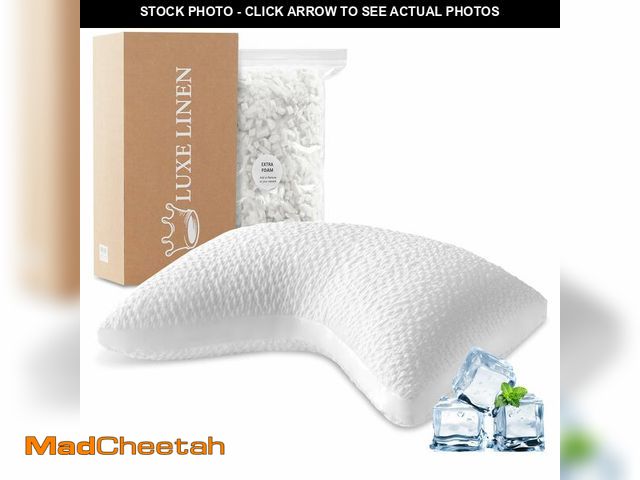 Lot 74-14146161 - Cooling Side Sleeper Pillow for Neck and Shoulder Support, Ergonomic Curved Crescent Gusseted Luxury...
