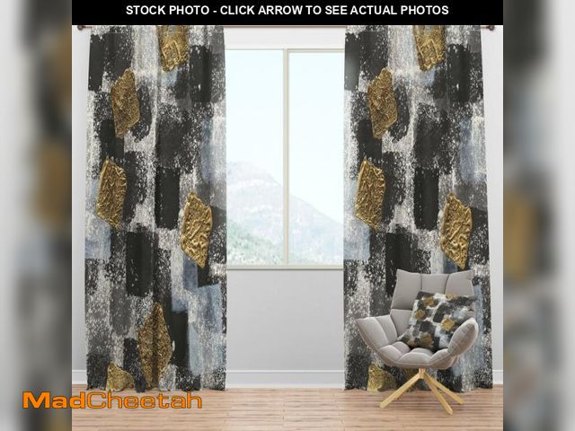 Lot 74-4827148 - Design Art Squares I Geometric Semi-Sheer Thermal Rod Pocket Single Curtain Panel CBLH1841 Size per ...