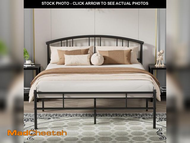 Lot 74-12098590 - VECELO Queen Mattle Black Bed Frame with Headboard and Footboard, 14 Inch Metal Platform Mattress Fo...