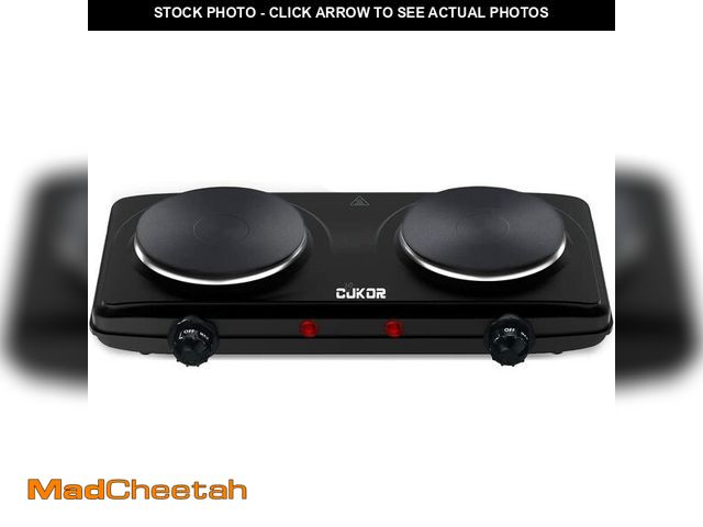 Lot 74-14266075 - CUKOR Double Cast Iron 2 Burner, 1800W Countertop Burner, Dual Electric Stove Burners, Portable Doub...