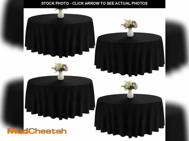 Lot 74-14268634 - JALANCY 4 Pack Round Tablecloth 70 Inch Black Polyester Washable Decorative Fabric Table Covers for ...