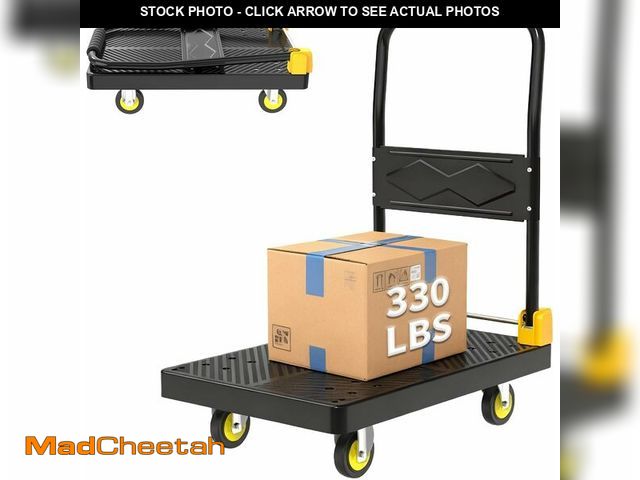 Lot 74-13844783 - Push Cart Dolly - Foldable Heavy - Duty Flatbed Platform Cart with 360 - Degree Rotating Wheels for ...