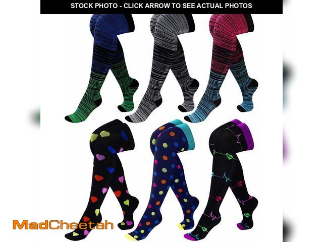 Lot 74-14146272 - Croknit 6 Pcs Large Size Thigh Compression Socks for Women Men 20-30 MMHG Circulation Wide Calf Knee...