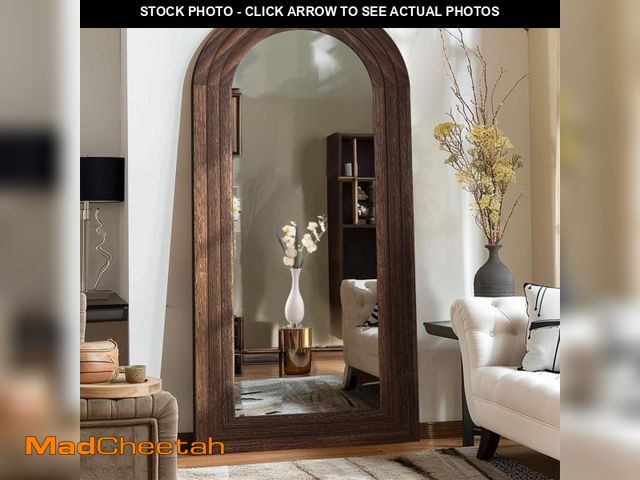 Lot 74-12493504 - ZHUNFA Arched Full Length Mirror with Solid Wood Frame, 71x32 Farmhouse Wall Mounted Floor Mirror wi...
