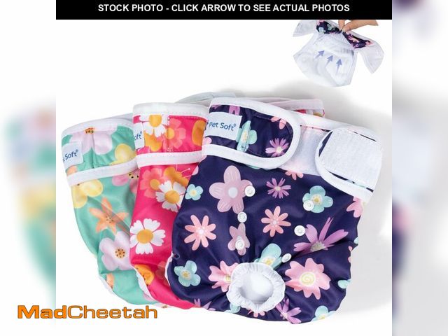 Lot 74-14063370 - Pet Soft Washable Female Diapers (3 Pack) Female Dog Diapers, Comfort Reusable Doggy Diapers for Gir...