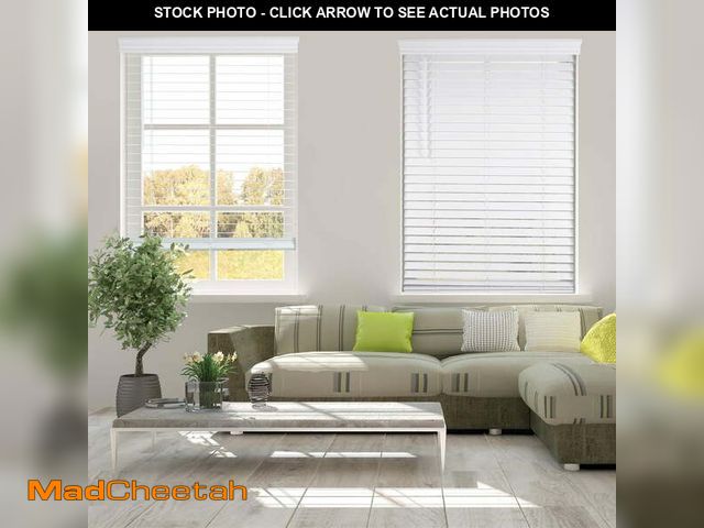 Lot 74-12889854 - ARLO BLINDS Faux Wood Blind with Crown Valance - 35"W x 60"H, White, Cordless 2â Slat Horizontal B...