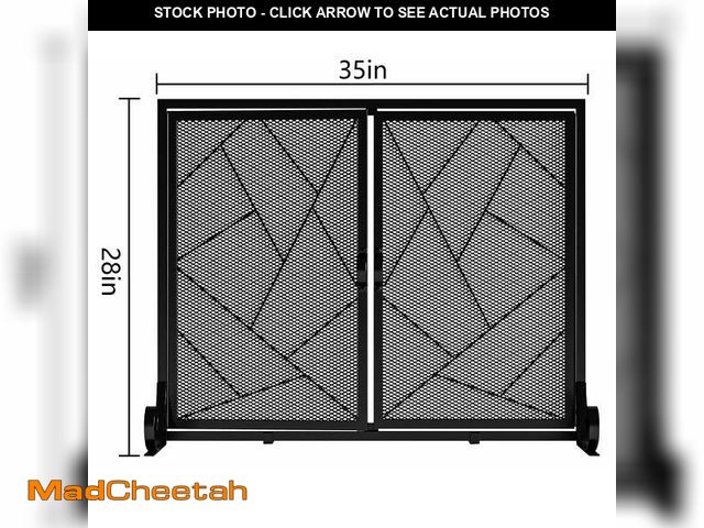 Lot 74-12764961 - Fire Beauty Fireplace Screen with Hinged Doors Cast Iron Border Sturdy Steel Frame Durable Metal Mes...
