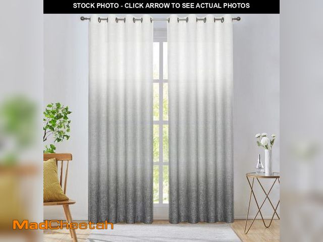 Lot 74-12315135 - WEST LAKE Gray Ombre Semi Sheer Curtains 84L Gradient Farmhouse Linen Rayon Blend Fabric Drapes Grom...