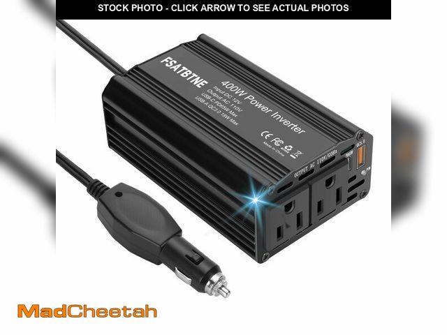 Lot 74-13565493 - 400W Power Inverter, FSATBTNE DC 12V to 110V AC Car Plug Adapter Outlet Converter with [65W PD USB-C...