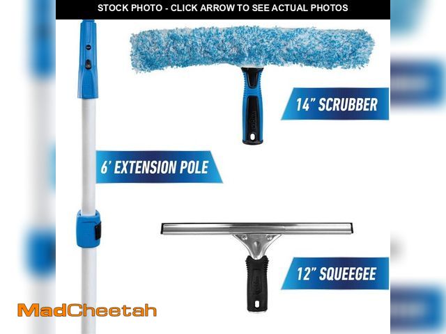 Lot 74-12585074 - Unger Total Pro Kit with 14 in. Scrubber, 12 in. Squeegee and 6 ft. Telescoping Connect and Clean Po...
