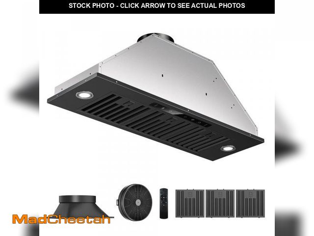 Lot 74-12391079 - VIKIO PRO 36 in. 600CFM Convertible Insert Range Hood in Black Stainless Steel 2 LEDs, Permanent Fil...