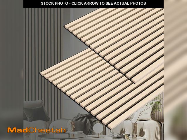 Lot 74-13067454 - Taaizau 3D Slat Acoustic Wall Panels with Wood Finish Accent, 2 Pack Sound Absorbing Paneling for St...