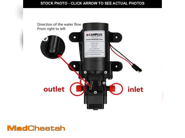 Lot 74-14368562 - CAMPLUX 12V DC Water Pressure Diaphragm Pump 1.2 GPM 35 PSI, Self-Priming - UNUSED