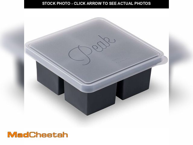 Lot 74-12544476 - W&amp;P Cup Cubes Silicone Freezer Tray with Lid, Charcoal, Makes 4 Perfect 1-Cup Portions, Freeze &...