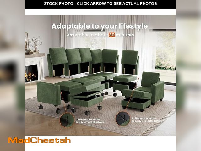 Lot 74-13073693 - (1 MIDDLE PIECE ONLY, MISSING EVERY OTHER SECTIONAL PIECE) CHIC HOUSE Corduroy Modular Sectional Cou...